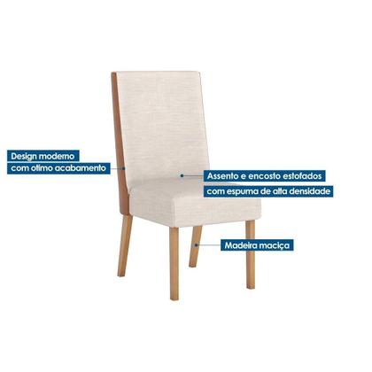 Imagem de Conjunto: Mesa Sala Jantar Solana SC66 Tampo Madeirado c/ Vidro Canto Curvo 200x90cm e 8 Cadeiras Anne Nature/Courano/Linho - Henn