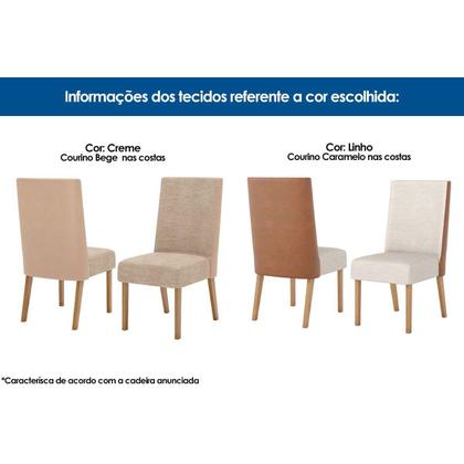 Imagem de Conjunto: Mesa Sala Jantar Solana SC66 Tampo Madeirado c/ Vidro Canto Curvo 200x90cm e 8 Cadeiras Anne Nature/Courano/Linho - Henn