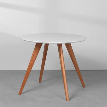 Imagem de Conjunto Mesa Square Redonda 88cm com 2 Cadeiras Eiffel  Branco