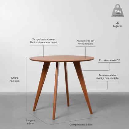 Imagem de Conjunto Mesa Square Redonda 88cm com 2 Cadeiras Eiffel  Branco