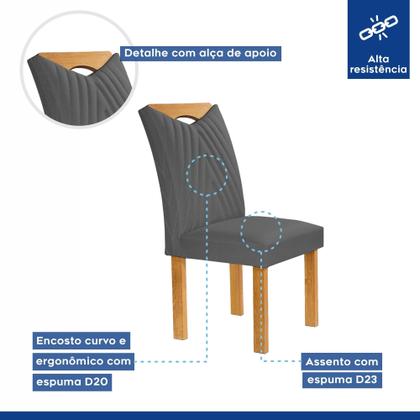 Imagem de Conjunto Mesa Stella Ripada 170cm com 6 Cadeiras Stella Tampo Smart Plus com Vidro