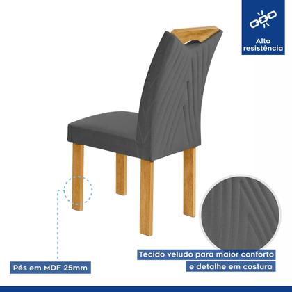 Imagem de Conjunto Mesa Stella Ripada 170cm com 6 Cadeiras Stella Tampo Smart Plus com Vidro