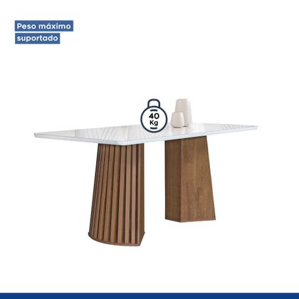 Imagem de Conjunto Mesa Stella Ripada 170cm com 6 Cadeiras Stella Tampo Smart Plus com Vidro
