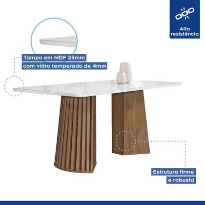 Imagem de Conjunto Mesa Stella Ripada 170cm com 6 Cadeiras Stella Tampo Smart Plus com Vidro