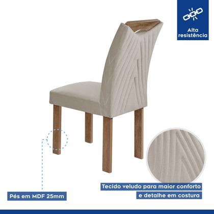 Imagem de Conjunto Mesa Stella Ripada 170cm com 6 Cadeiras Stella Tampo Smart Plus com Vidro