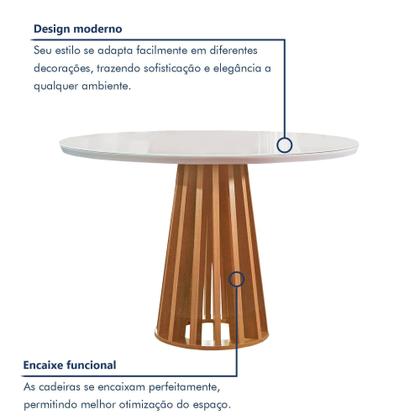 Imagem de Conjunto Mesa Tampo Redondo Plus Vidro Kansas 100cm 4 Cadeiras Arizona