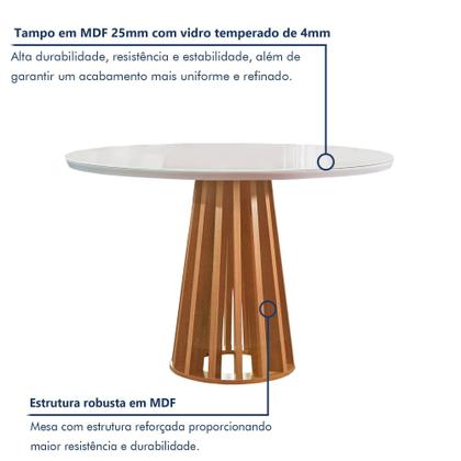 Imagem de Conjunto Mesa Tampo Redondo Plus Vidro Kansas 100cm 4 Cadeiras Arizona