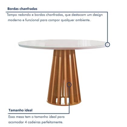 Imagem de Conjunto Mesa Tampo Redondo Plus Vidro Kansas 100cm 4 Cadeiras Arizona