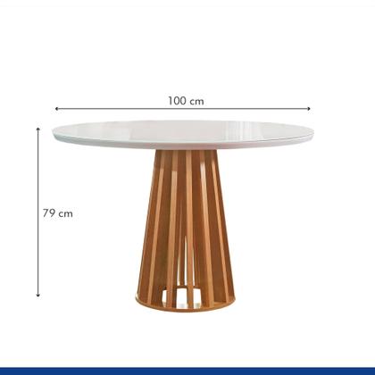 Imagem de Conjunto Mesa Tampo Redondo Plus Vidro Kansas 100cm 4 Cadeiras Arthus