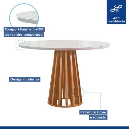 Imagem de Conjunto Mesa Tampo Redondo Plus Vidro Kansas 100cm 4 Cadeiras Arthus