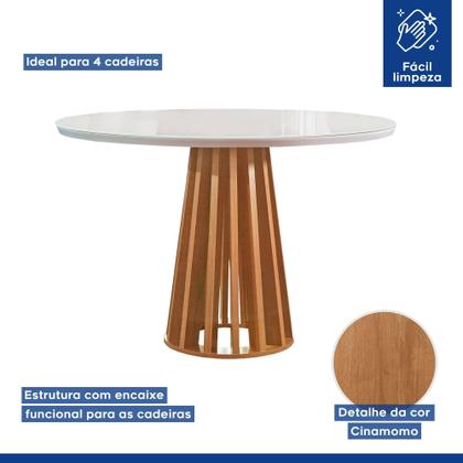 Imagem de Conjunto Mesa Tampo Redondo Plus Vidro Kansas 100cm 4 Cadeiras Arthus