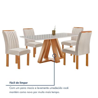 Imagem de Conjunto Mesa Tampo Smart Plus Vidro Kyra 120cmx90cm 4 Cadeiras Arizona