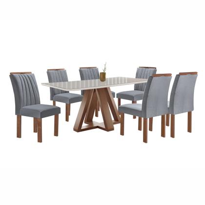 Imagem de Conjunto Mesa Tampo Smart Plus Vidro Kyra 170CMX90CM 6 Cadeiras Arizona