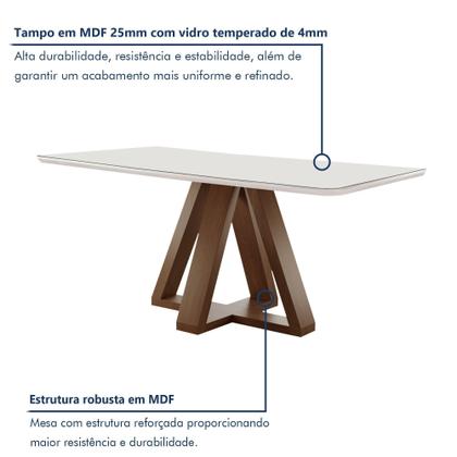Imagem de Conjunto Mesa Tampo Smart Plus Vidro Kyra 170CMX90CM 6 Cadeiras Arizona