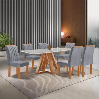 Imagem de Conjunto Mesa Tampo Smart Plus Vidro Kyra 170cmx90cm 6 cadeiras Arizona