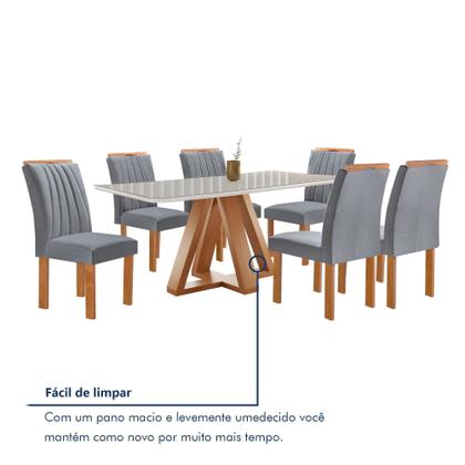 Imagem de Conjunto Mesa Tampo Smart Plus Vidro Kyra 170cmx90cm 6 cadeiras Arizona