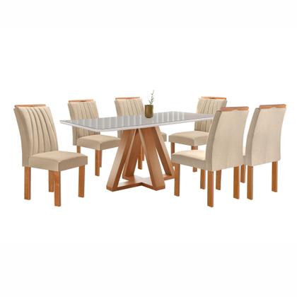 Imagem de Conjunto Mesa Tampo Smart Plus Vidro Kyra 170CMX90CM 6 Cadeiras Arizona