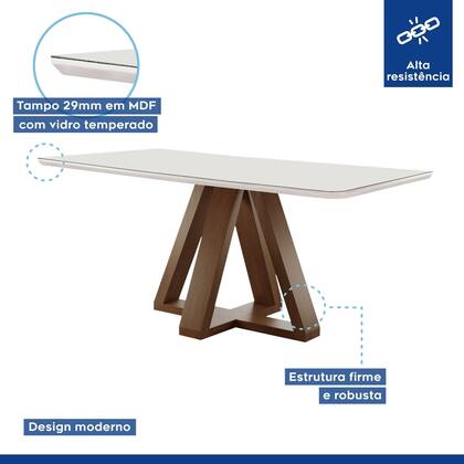 Imagem de Conjunto Mesa Tampo Smart Plus Vidro Kyra 170CMX90CM 6 Cadeiras Arthus