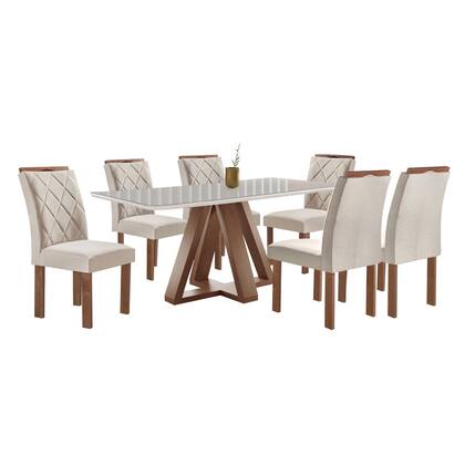 Imagem de Conjunto Mesa Tampo Smart Plus Vidro Kyra 170CMX90CM 6 Cadeiras Arthus