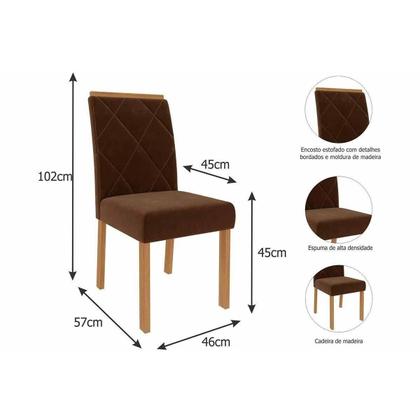 Imagem de Conjunto Mesa Valentina Tampo Madeirado c/ Vidro 210x100cm e 8 Cadeiras Fernanda Cinamomo/Off White - Madeirado/Suede Jo-Cimol