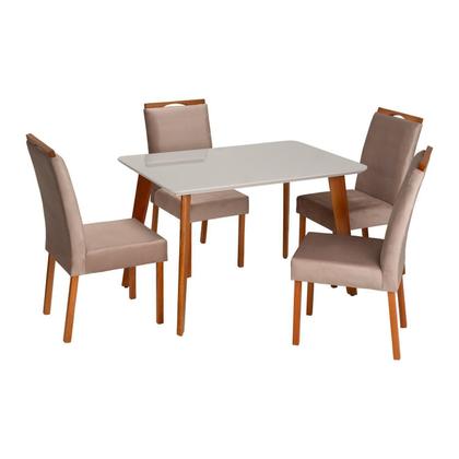 Imagem de Conjunto Mesa Verona com 4 Cadeiras Madeira Maciça e Estofada Bella Espresso Móveis