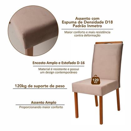 Imagem de Conjunto Mesa Verona com 4 Cadeiras Madeira Maciça e Estofada Bella Espresso Móveis