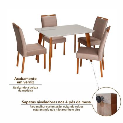 Imagem de Conjunto Mesa Verona com 4 Cadeiras Madeira Maciça e Estofada Bella Espresso Móveis