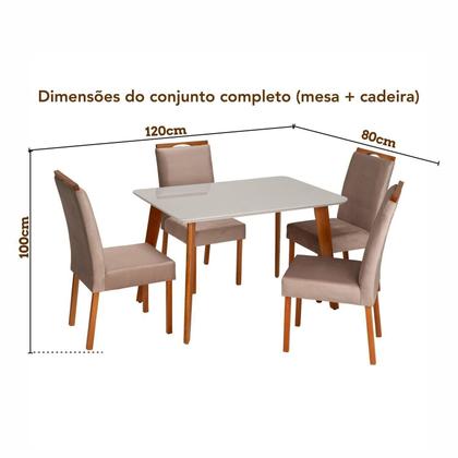 Imagem de Conjunto Mesa Verona com 4 Cadeiras Madeira Maciça e Estofada Bella Espresso Móveis