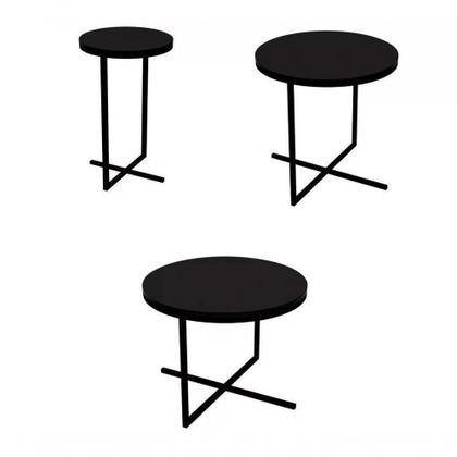 Imagem de Conjunto Mesas Lateral Voip 03 Peças 24820 Linha Complemento