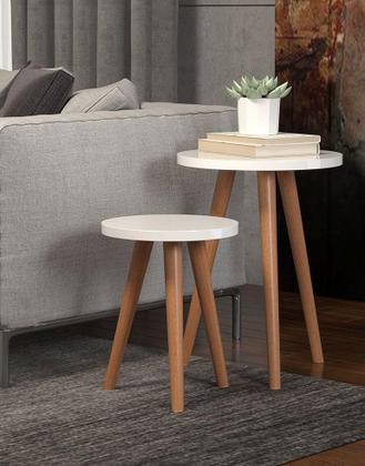 Imagem de Conjunto Mesas Off White Duplas Para Decoração MDF