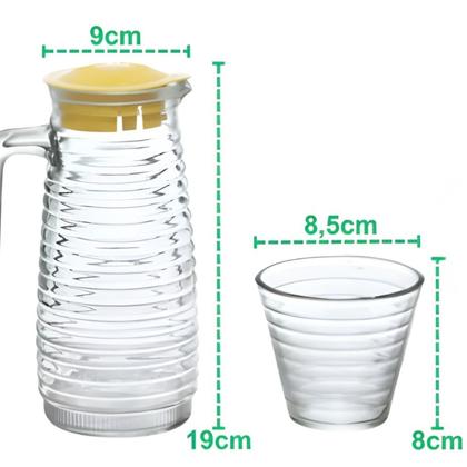 Imagem de Conjunto Miami Jarra 800ml + 4 Copos 210ml Elegância Vidro