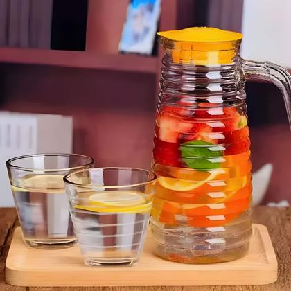 Imagem de Conjunto Miami Jarra 800ml + 4 Copos 210ml Elegância Vidro