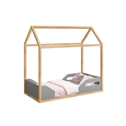 Imagem de Conjunto Mini Cama Montessoriana e Mesa Zoe Infantil com Regulagem de Altura Cinza Fosco / Madeira Pinus - Reller