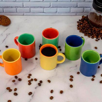 Imagem de Conjunto Mini Canecas para Café Bicolor Mimo 6 Peças