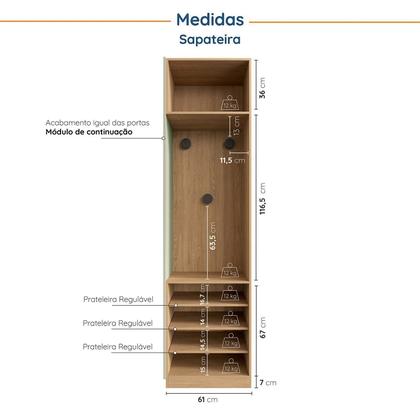 Imagem de Conjunto Modulado 4 Peças Cabideiro, Penteadeira, Nichos e Sapateira Joy CabeCasa MadeiraOriginals