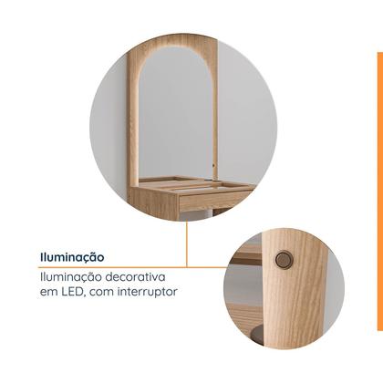 Imagem de Conjunto Modulado 4 Peças Cabideiro, Penteadeira, Nichos e Sapateira Joy CabeCasa MadeiraOriginals