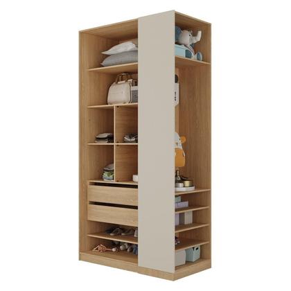 Imagem de Conjunto Modulado Infantil 2 Peças com 4 Portas 2 Gavetas com Nichos e Sapateira Joy Kids CabeCasa MadeiraMadeira Cinza/Avena