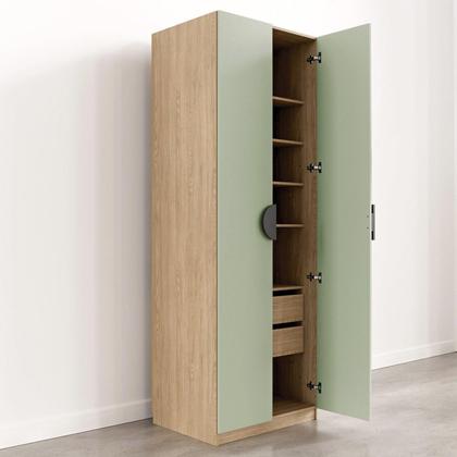 Imagem de Conjunto Modulado Infantil 2 Peças com 4 Portas 2 Gavetas com Nichos e Sapateira Joy Kids CabeCasa MadeiraMadeira Verde/Avena