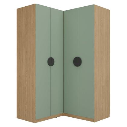 Imagem de Conjunto Modulado Infantil 2 Peças com 4 Portas 2 Gavetas com Nichos e Sapateira Joy Kids CabeCasa MadeiraMadeira Verde/Avena