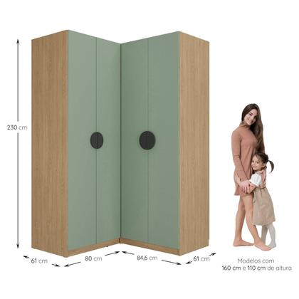 Imagem de Conjunto Modulado Infantil 2 Peças com 4 Portas 2 Gavetas com Nichos e Sapateira Joy Kids CabeCasa MadeiraMadeira Verde/Avena