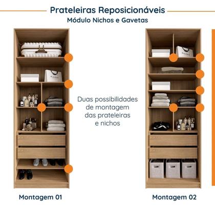 Imagem de Conjunto Modulado Infantil 2 Peças com 4 Portas 2 Gavetas com Nichos e Sapateira Joy Kids CabeCasa MadeiraMadeira Verde/Avena