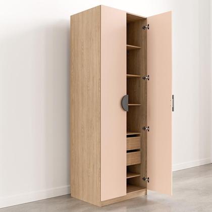 Imagem de Conjunto Modulado Infantil 3 Peças 4 Portas, Módulos Nichos 2 Gavetas Cabideiro e Penteadeira com Espelho Joy Kids CabeCasa MadeiraMadeira