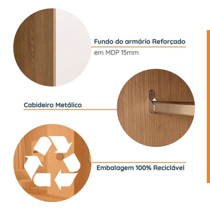 Imagem de Conjunto Modulado Infantil 3 Peças 4 Portas, Módulos Nichos 2 Gavetas Cabideiro e Penteadeira com Espelho Joy Kids CabeCasa MadeiraMadeira