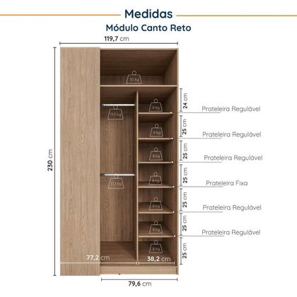 Imagem de Conjunto Modulado Infantil de Canto 3 Peças 6 Portas Nicho com 2 Gavetas e Sapateira Joy Kids CabeCasa MadeiraMadeira Salmão/Avena