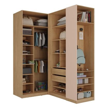 Imagem de Conjunto Modulado Infantil de Canto 3 Peças 6 Portas Nicho com 2 Gavetas e Sapateira Joy Kids CabeCasa MadeiraMadeira Salmão/Avena