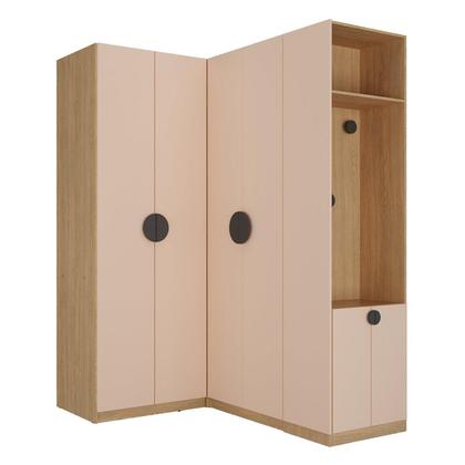 Imagem de Conjunto Modulado Infantil de Canto 3 Peças 6 Portas Nicho com 2 Gavetas e Sapateira Joy Kids CabeCasa MadeiraMadeira Salmão/Avena