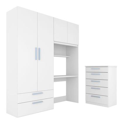 Imagem de Conjunto Modulado Infantil Joy Com Escrivaninha E Cômoda Bco/azu - M.a