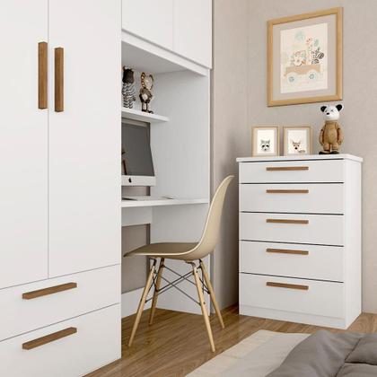 Imagem de Conjunto Modulado Infantil Joy Com Escrivaninha E Cômoda Bco/fre - M.a