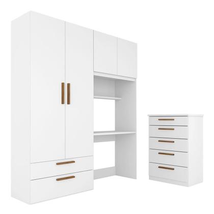 Imagem de Conjunto Modulado Infantil Joy Com Escrivaninha E Cômoda Bco/fre - M.a