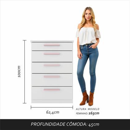 Imagem de Conjunto Modulado Infantil Joy Com Escrivaninha E Cômoda Bco/ros - M.a